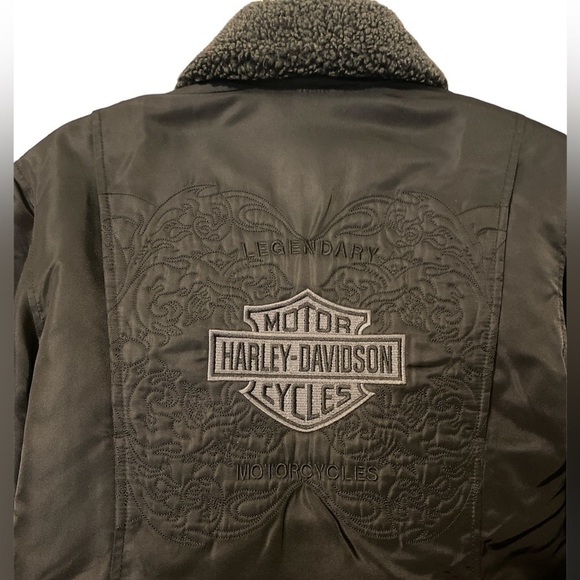 RARE Small Black Harley-Davidson Quilted Lined Jacket With Removable Collar - Picture 8 of 16